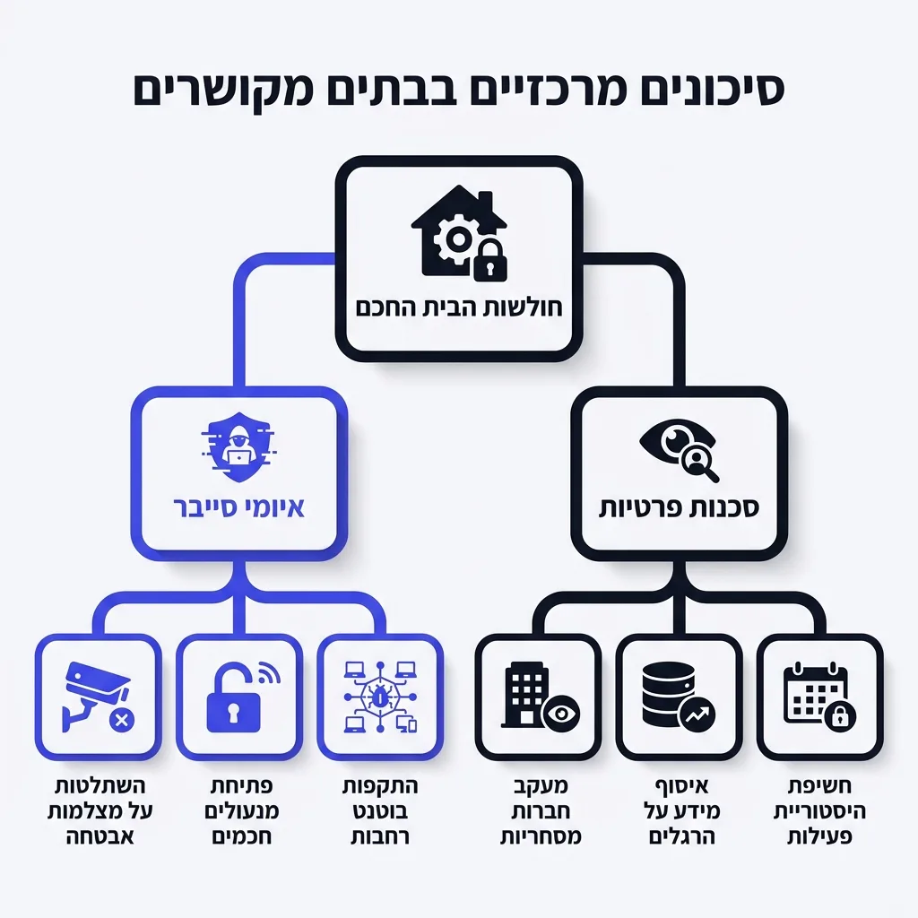 אינפוגרפיקה — סיכונים מרכזיים בבתים מקושרים: חולשות הבית החכם