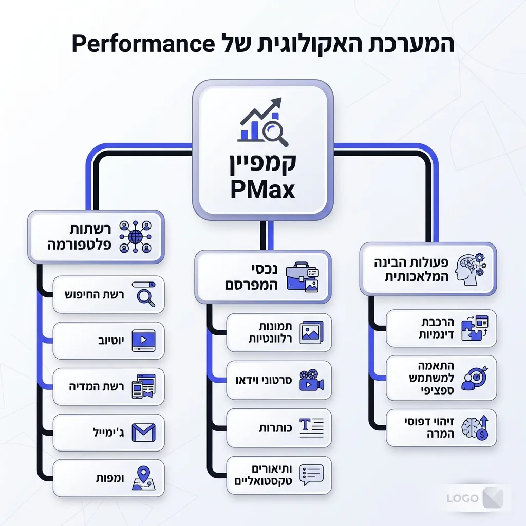אינפוגרפיקה — המערכת האקולוגית של Performance Max: קמפיין PMax