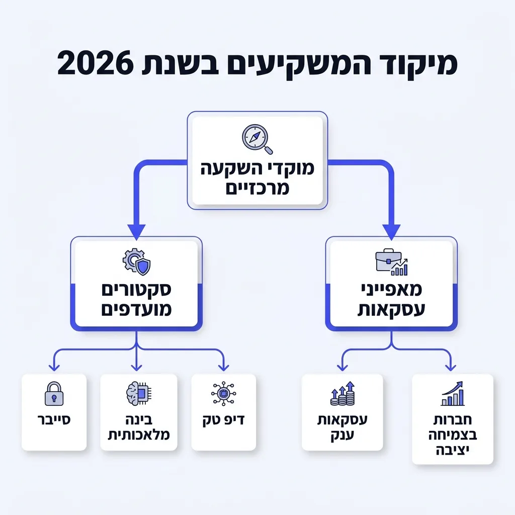 אינפוגרפיקה — מיקוד המשקיעים בשנת 2026: מוקדי השקעה מרכזיים