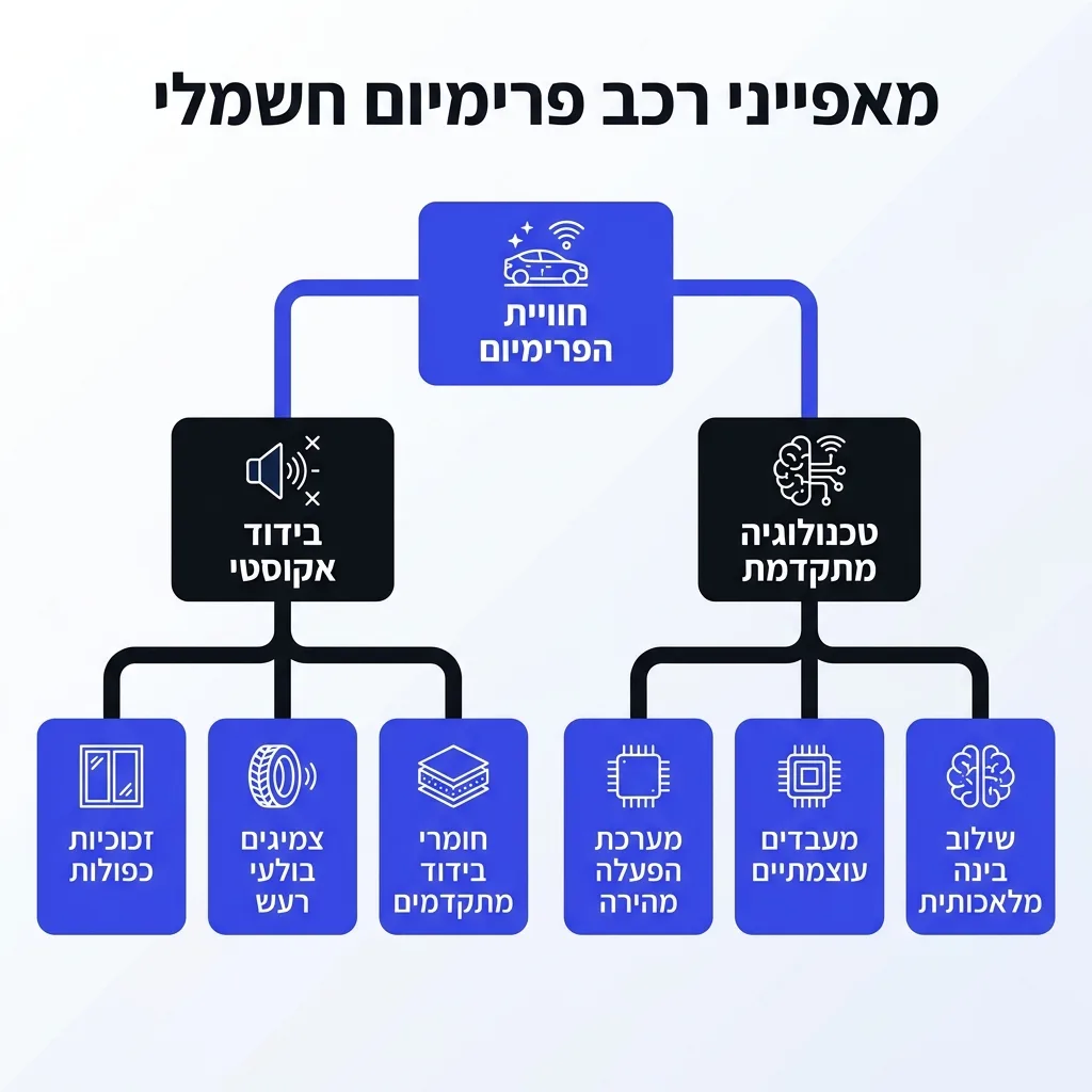 אינפוגרפיקה — מאפייני רכב פרימיום חשמלי: חוויית הפרימיום