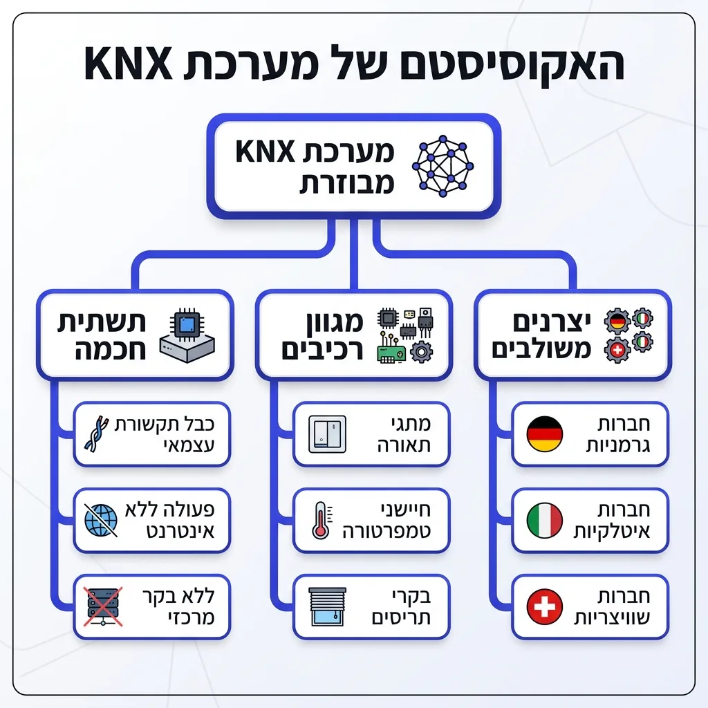 אינפוגרפיקה — האקוסיסטם של מערכת KNX: מערכת KNX מבוזרת