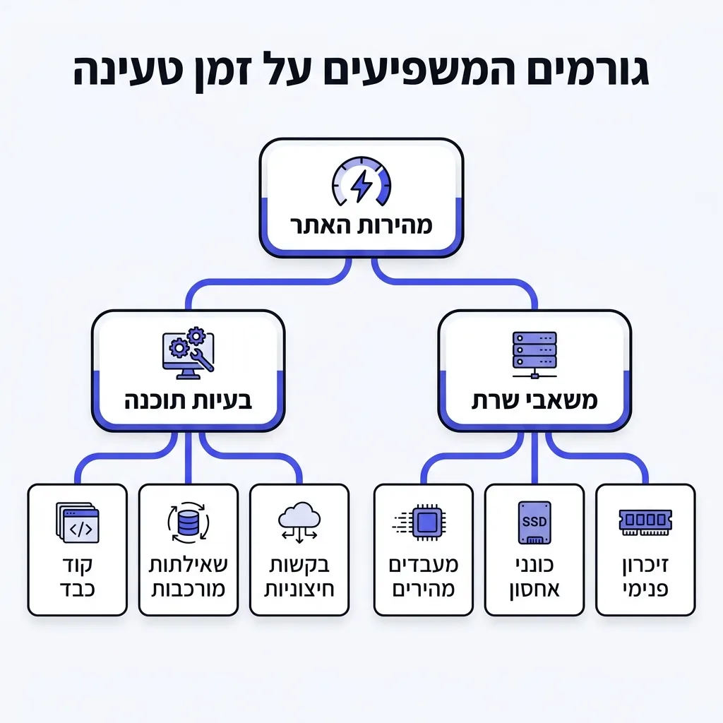 אינפוגרפיקה — גורמים המשפיעים על זמן טעינה: מהירות האתר