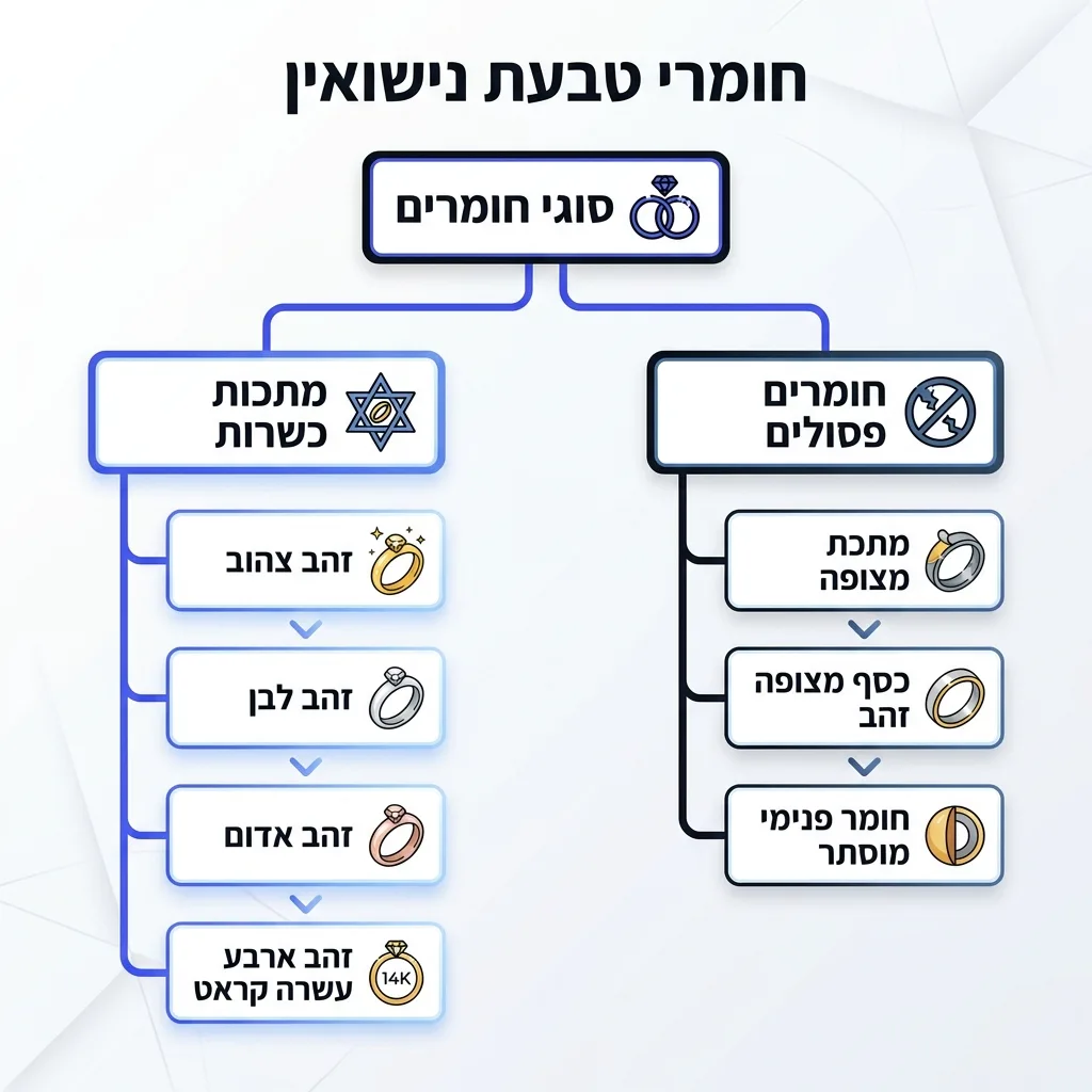 אינפוגרפיקה — חומרי טבעת נישואין: סוגי חומרים