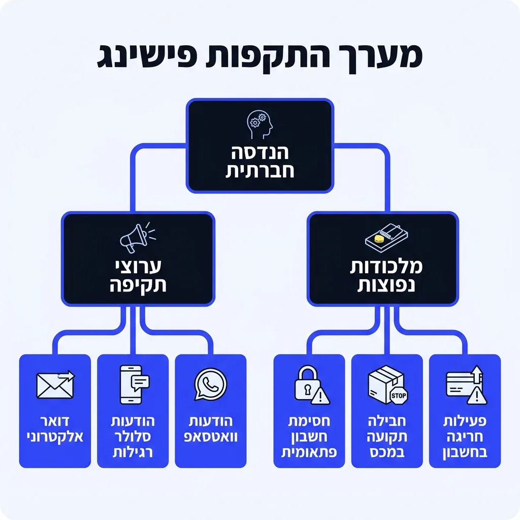 אינפוגרפיקה — מערך התקפות פישינג: הנדסה חברתית