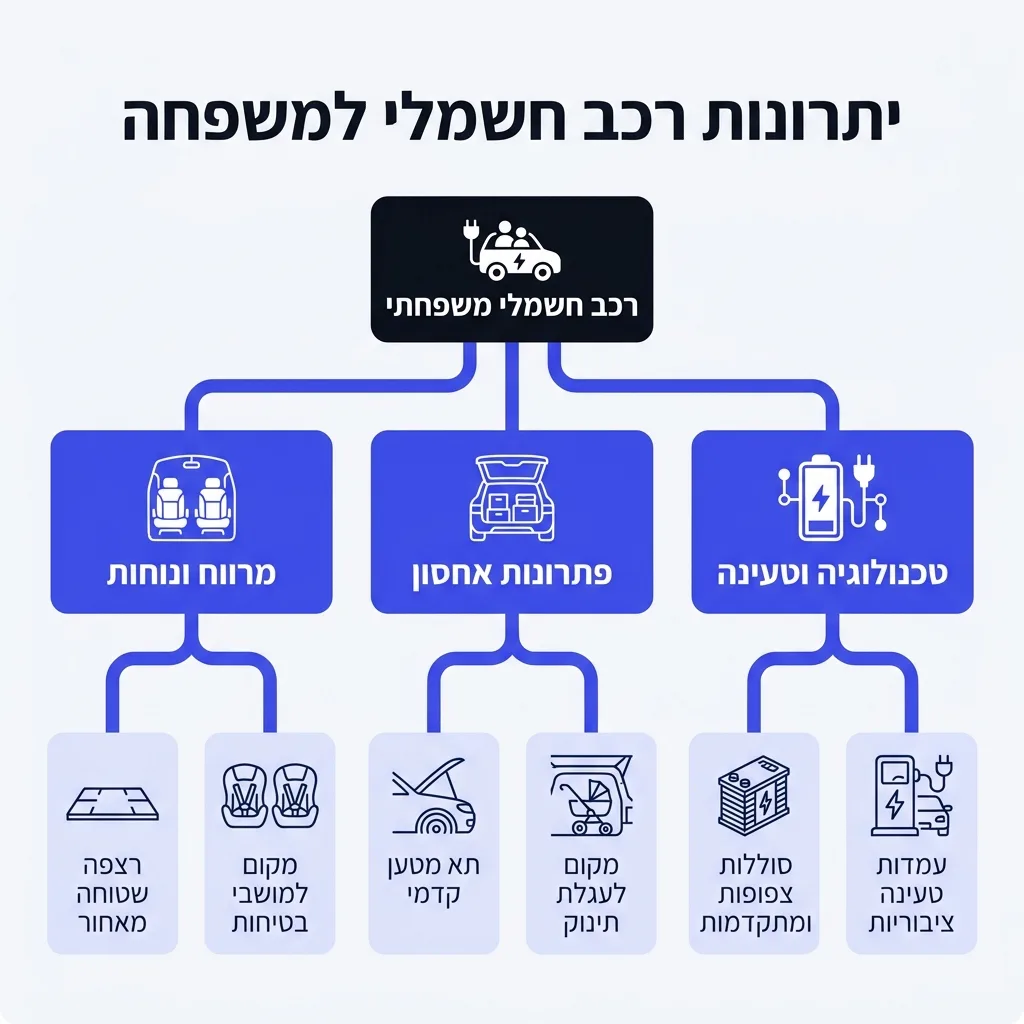 אינפוגרפיקה — יתרונות רכב חשמלי למשפחה: רכב חשמלי משפחתי
