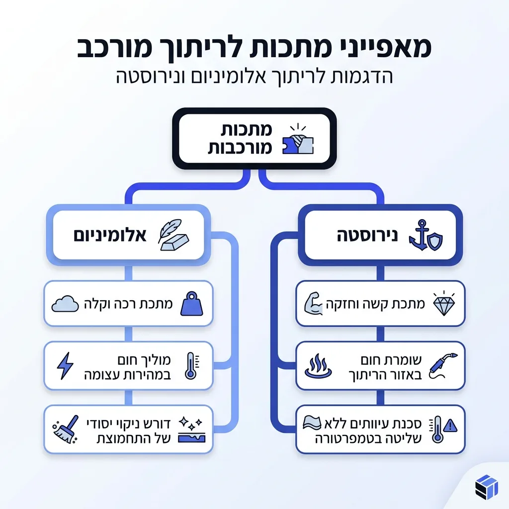 אינפוגרפיקה — מאפייני מתכות לריתוך מורכב: מתכות מורכבות