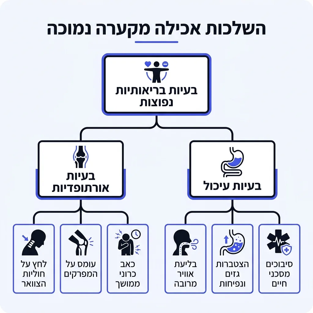 אינפוגרפיקה — השלכות אכילה מקערה נמוכה: בעיות בריאותיות נפוצות