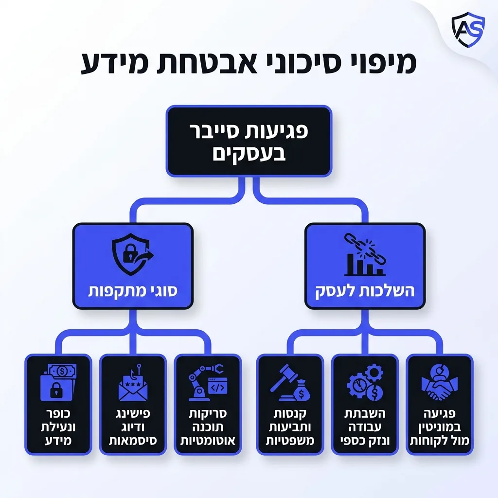 אינפוגרפיקה — מיפוי סיכוני אבטחת מידע: פגיעות סייבר בעסקים