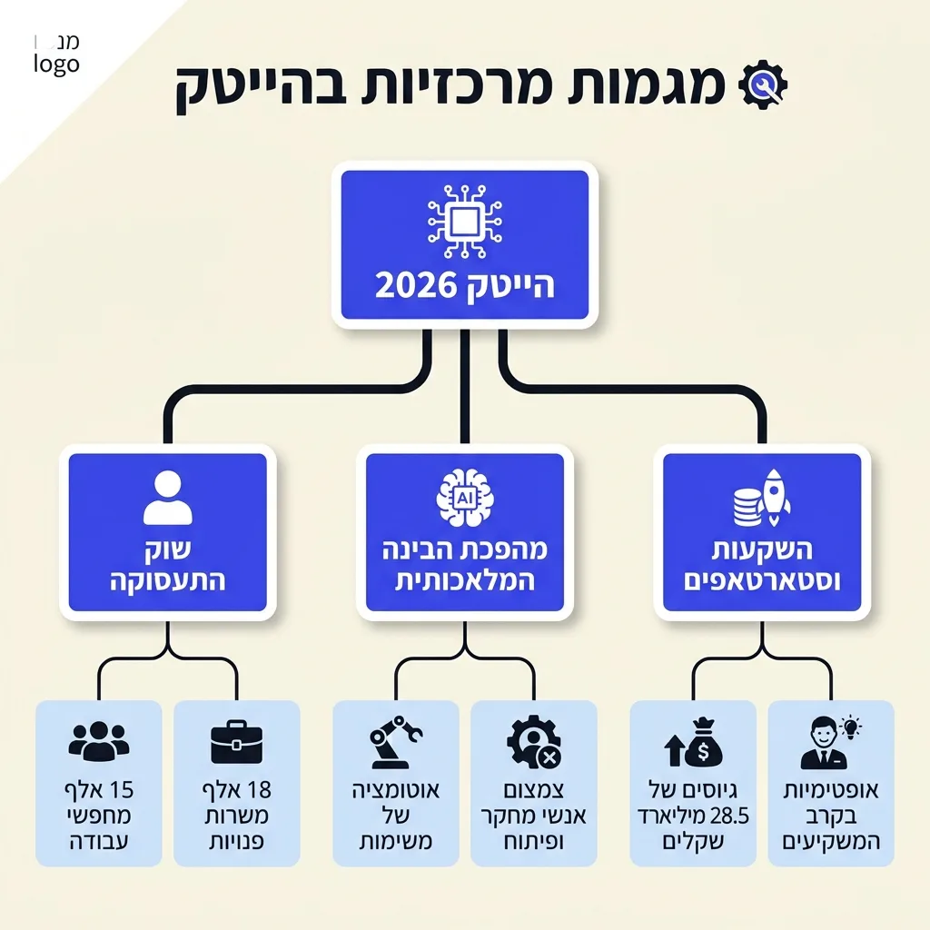 אינפוגרפיקה — מגמות מרכזיות בהייטק: הייטק 2026
