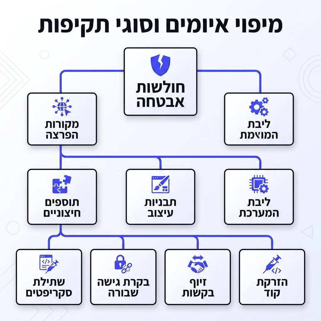 אינפוגרפיקה — מיפוי איומים וסוגי תקיפות: חולשות אבטחה
