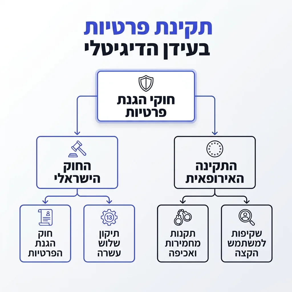אינפוגרפיקה — תקינת פרטיות בעידן הדיגיטלי: חוקי הגנת פרטיות