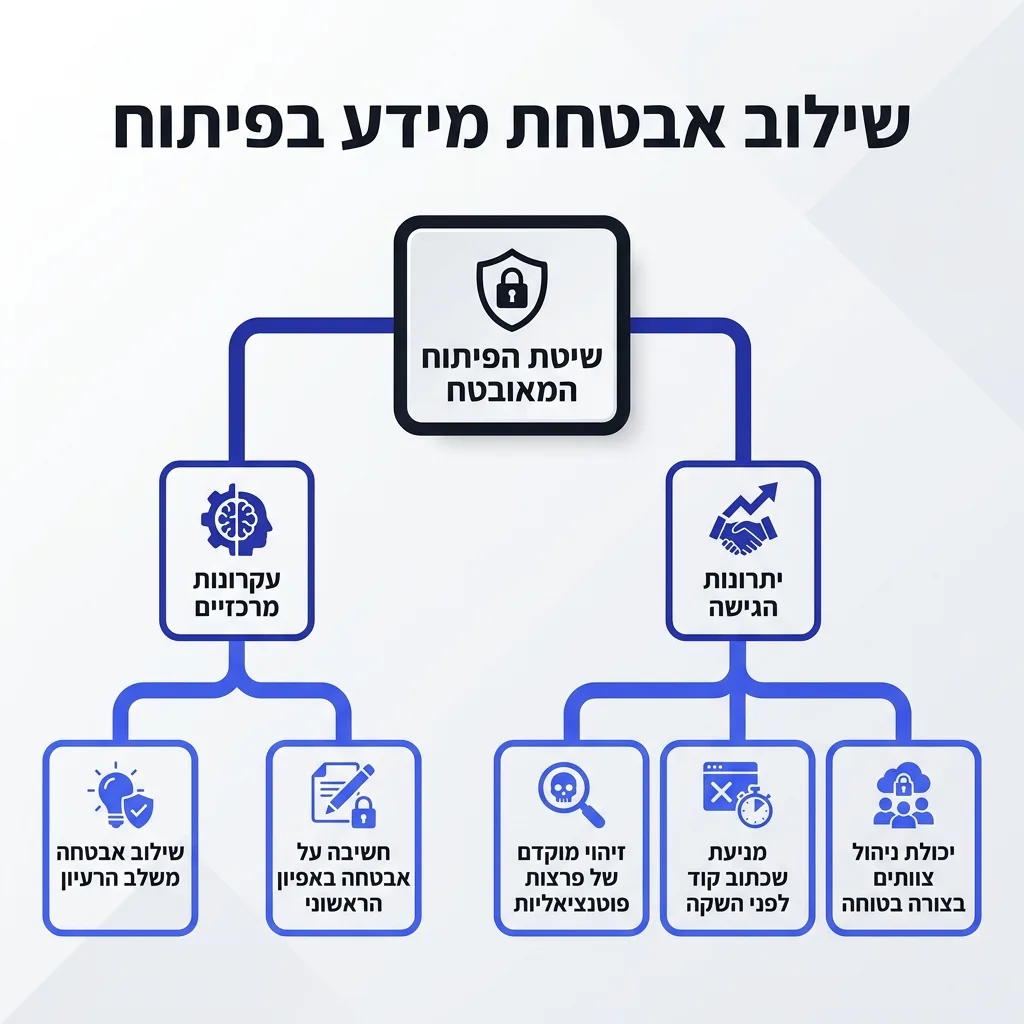 אינפוגרפיקה — שילוב אבטחת מידע בפיתוח: שיטת הפיתוח המאובטח