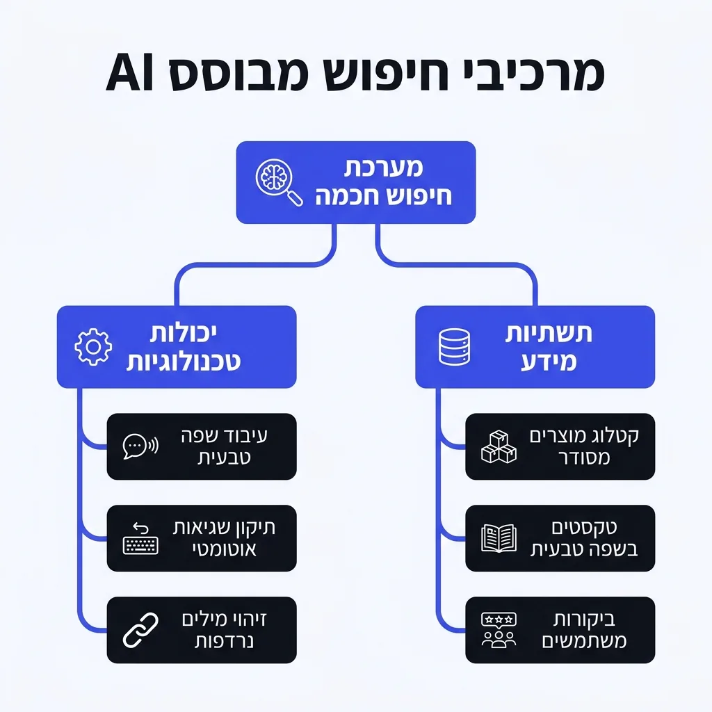 אינפוגרפיקה — מרכיבי חיפוש מבוסס AI: מערכת חיפוש חכמה