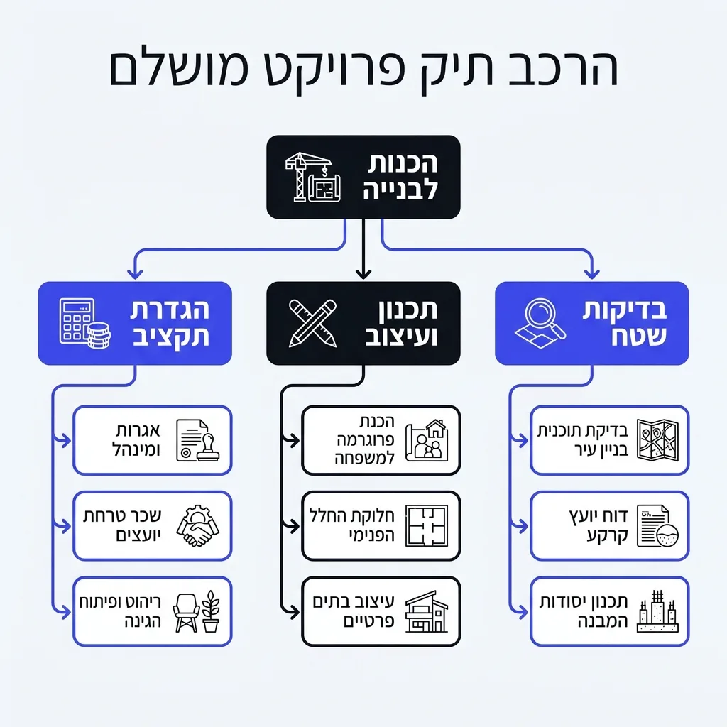 אינפוגרפיקה — הרכב תיק פרויקט מושלם: הכנות לבנייה