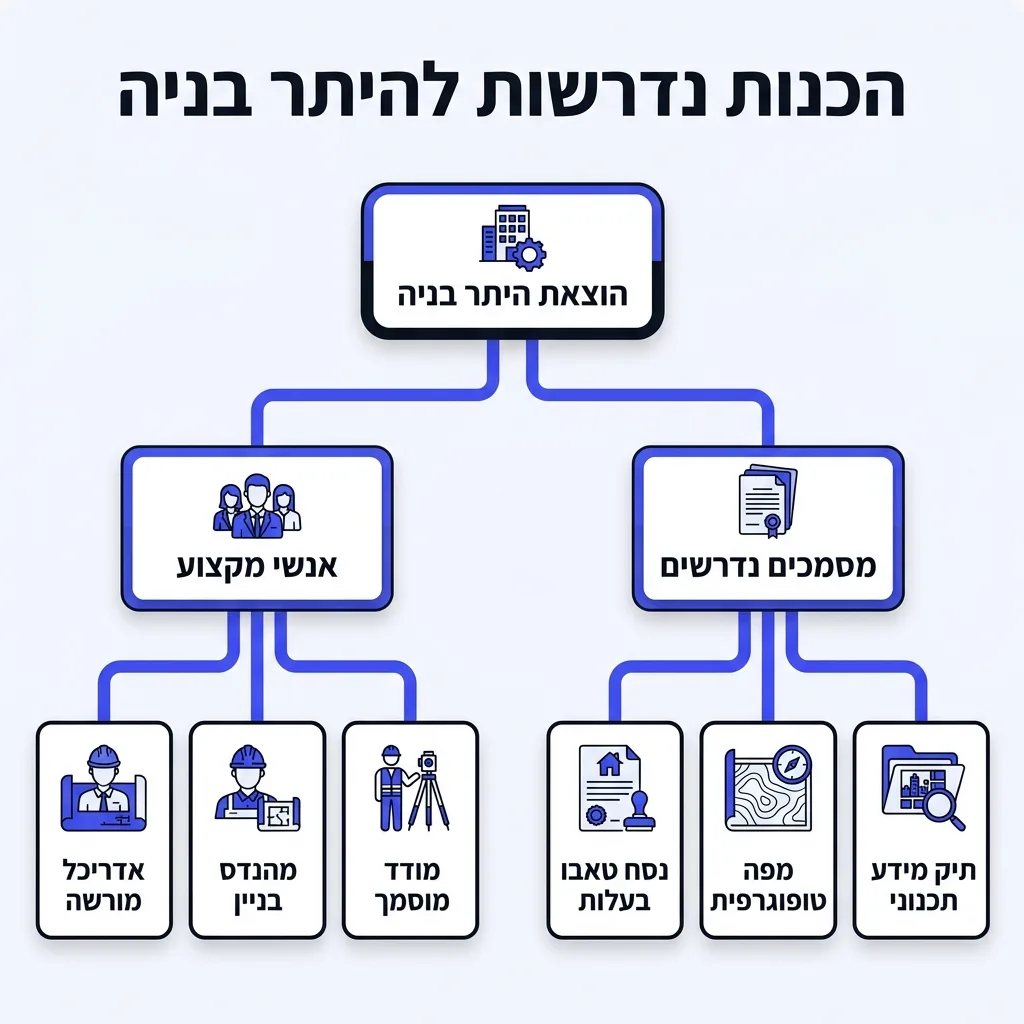 אינפוגרפיקה — הכנות נדרשות להיתר בניה: הוצאת היתר בניה
