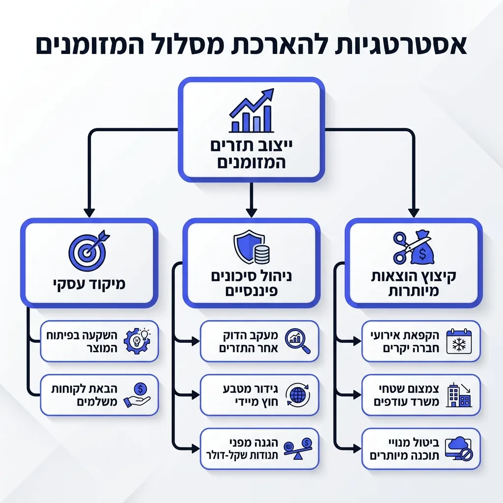 אינפוגרפיקה — אסטרטגיות להארכת מסלול המזומנים: ייצוב תזרים המזומנים